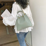 Weiyinxing Women's Handbags Large Capacity Top-handle PU Leather Bucket Crossbody Bag Casual Messenger Shoulder Bag Female