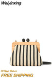 Weiyinxing wooden clip shell clutch bags designer dot women shoulder bags casual canvas crossbody bag small female purses 2023