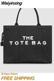 Weiyinxing Casual Canvas Large Capacity Tote Bag Women Handbags Designer Letters Shoulder Crossbody Bags Luxury Big Shopper Bag Purse