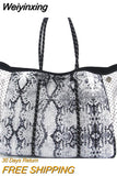 Weiyinxing Leopard Neoprene Women Shoulder Bags Casual Camouflage Beach Handbags Large Capacity Tote Big Shopper Bag Summer 2023