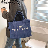 Weiyinxing Canvas Large Capacity Tote Women Handbags Designer Brand Letters Shoulder Crossbody Bags Luxury Big Shopper Bag Purse