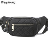 Weiyinxing Women Plaid Waist Bag Female Oxford Waterproof Belt Bags Designer Crossbody Chest Bag Ladies Fashion Fanny Pack Banana Hip Purse
