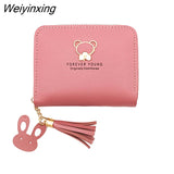 Weiyinxing Bear Decoration Women's Wallet New Fashion Short Coin Purse Card Holder Small Ladies Wallet Female Hasp Mini Clutch