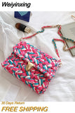 Weiyinxing A Main Femme Bags for Women Hand Woven Bag Strip Thread Hook Knitted Women's Casual Shoulder Bag Crossbody Bag Clutch Bag