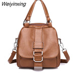Weiyinxing Women Leather Backpacks Vintage Female Handbags 2023 Sac a Dos Travel Ladies Bagpack Mochilas School Bags For Girls