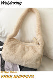 Weiyinxing Design Women Soft Plush Hobos Shoulder Bags Winter Furry Ladies Clutch Purse Handbag Fashion Female Underarm Bag