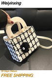 Weiyinxing Small Square Bag Classic Plaid Women Bags Woolen Brand Luxury Handbag Designer Shoulder Bag Purse Clutch Crossbody Lady Bag