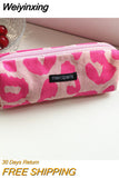 Weiyinxing Corduroy Women's Cosmetic Bag Simple Plaid Girls Canvas Pencil Case Leopard Print Ladies Lipstick Storage Bag Small Wallet