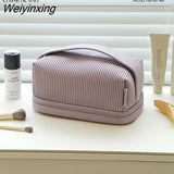 Weiyinxing Makeup Bag Leather Cosmetic Bag Women Multifunction Toiletries Organizer Portable Travel Waterproof Storage Case