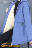 Weiyinxing Women Windbreaker 2023 New Autumn Women's Fleece Jacket Casual Hooded Winter Overcoat Zipper Pocket Female Basic Coat
