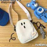 Weiyinxing White Funny Cute Ghost Kawaii Women Canvas Bag Cartoon Harajuku Chic Ins Shopper Bag Women Shoulder Bags Large Capacity