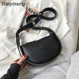 Weiyinxing Semicircle Saddle Shoulder Crossbody Bags for Women Designer Brand Adjustable Wide Strap Girls Purses and Handbags 2023