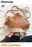 Weiyinxing 2 Layer Women's Bag Designer High Quality PU Leather Bucket Shoulder Crossbody Bags New Fashion Handbag Trend Small Tote