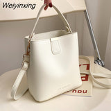 Weiyinxing Fashion Small Bag Female 2023 New Trendy Korean Simple Solid Color Fashion Messenger One Shoulder Portable Bucket Bag