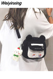 Weiyinxing Cute Bear Shoulder Bag for Women Girl Fluffy Winter Kawaii Small Trend Purse Japan Style Kid Soft Zipper Crossbody Bag