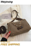 Weiyinxing Chain Houndstooth Shoulder Crossbody Bags Woolen Cloth Luxury Designer Women 2023Winter Handbags and Purse Branded Bolsa