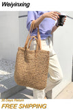 Weiyinxing Straw Women Shoulder Bags Wicker Woven Handbags Rattan Summer Beach Bag Large Capacity Tote Lady Big Purses Shopper New
