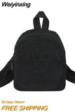 Weiyinxing Women Mini Backpack Solid Color Corduroy Small Backpacks Simple Casual Student Bookbags Traveling Backpacks 2023