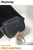 Weiyinxing Striped Crossbody Bags For Women Square Tassel Shoulder Bag Pu Leather Small Chain Ladies Handlbags