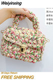 Weiyinxing Rope Woven Women Handbags Designer Knitting Chains Shoulder Crossbody Bag Casual Lady Hand Bags Small Flap Purses 2023