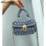 Weiyinxing Rope Knitting Women Handbag Designer Chains Woven Shoulder Crossbody Bags for Women 2023 Small Square Flap Lady Purses