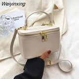 Weiyinxing Mini Box Shape PU Leather Crossbody Sling Bag with Short Handle Women 2023 Cute Totes Shoulder Handbag and Purses Brand