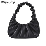 Weiyinxing Luxury Design Women Hobo Pleated Tote Bag Candy Color Underarm Bag Small Handbag And Purses Shoulder Bag Female Hobos BolsO