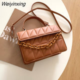 Weiyinxing Plaid Women Shoulder Bag Fashion Chain Crossbody Bags Brand Designer Handbags and Purses Small Flap Top Handle Bags