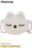 Weiyinxing Cute Children's Crossbody Bags Soft Plush Cat Kindergarten Girls Shoulder Bag Lovely Baby Kids Mini Coin Purse Handbags