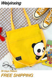 Weiyinxing Women's Shoulder Bags Canvas Handbags 2023 Girls Shopper Purses Fashion Casual Cartoon Panda Print Large Capacity Crossbody Bags