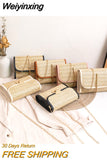 Weiyinxing New Women's Summer Woven Bag Messenger Straw Bag Small Square Bag Fashion Bag Crossbody Bags Womens Bag