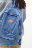 weiyinxing Canvas Vintage College Backpack Women Laptop Denim School Backpack Fashion Girl Travel Bookbag Ladies Leisure Kawaii Bag