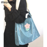 Weiyinxing Flower Retro Cute Y2K PVC Patent Leather Hand Messenger Bag Large Capacity Tote Bag Women Bag Handbags Shoulder Bag Purse
