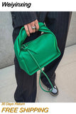 Weiyinxing Design Women's Fold Handle Shoulder Bags PU Leather Ladies Clutch Purse Handbags Female Green Crossbody Messenger Bag