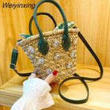 Weiyinxing Crossbody Bags for Women Fashion Weave Women's Straw Shoulder Bag Luxury Designer Handbags for Women Beach Messenger Bag