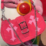 Weiyinxing Sweet Cool Pink Heart Shoulder Bag Y2k Messenger Bag Handbag Coin Purse Large Capacity Cute Side Bag Commuter Women's Bag