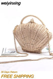 weiyinxing Rattan Shell Women Handbags Designer Wicker Woven Crossbody Bag Handmade Summer Beach Shoulder Bag Small Bali Purse 2023