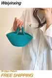 Weiyinxing Summer Straw Shoulder Bags For Women Handmade cotton rope Beach Bags Raffia Rattan Woven Handbags Vacation Shopping Bags
