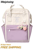 Weiyinxing Patchwork Color Nylon Backpack for Women Multi Pocket Man Boys Travel Backpacks Female School Bag for Teenage Girls