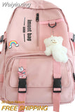 Weiyinxing Girl White Waterproof Backpack Nylon Ladies School Bag Kawaii Female Laptop Bag Women College Student Mesh Backpack Fashion