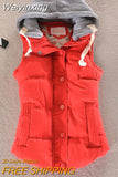 Weiyinxing Women Cotton Vest Winter Coat Casual Pocket Casual Hooded Waistcoat Female Sleeveless Jacket Autumn Warm Vest Parkas 6XL