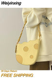 Weiyinxing Lovely Cheese Shape Women Shoulder Bag Yellow Pu Leather Girls Underarm Bags Female High Quality Cute Purse Handbags