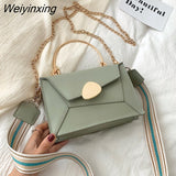 Weiyinxing YIDE New 2023 Fashion Contrast PU Leather Designer Shoulder Messenger Bag Metal Handle Strap Casual Portable Messenger Bag