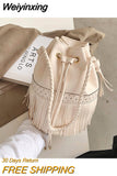 Weiyinxing Tassel Bucket Bags Luxury Women Bags High Quality Retro Female Shoulder Bags Large Capacity Handbag Drawstring Messenger