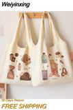 Weiyinxing Canvas Bag Female One-shoulder Student Large-capacity Literary and Artistic Portable Canvas Bag 2023 New Korean Style