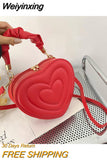 Weiyinxing 2023 Fashion Heart-shaped Lovely Shoulder Bags for Women PU Leather Female Crossbody Bags Vintage Casual Hand Bags