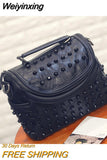 Weiyinxing Leather Handbags For Women 2023 Punk Style Rivets Messenger Crossbody Bags Famous Brands Designer Woman Shoulder Bag