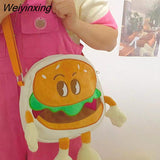 Weiyinxing Retro Hamburger Kawaii Shoulder Bag High Capacity Pu Leather Student Backpack Women Bag School Backpack College Students