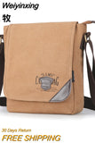 Weiyinxing Canvas Man Bag Famous Designer Vintage Male Single Shoulder Bag Daily Carry Messenger Bags School Crossbody Bag 25*9*30cm