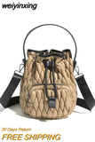 weiyinxing Nylon Quilted Buckets Bag Designer Padded Women Handbags Luxury Down Cotton Shoulder Crossbody Bags Casual Small Purses